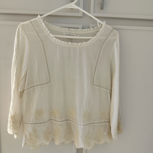 Velvet lace cotton top - Picture 1 of 4